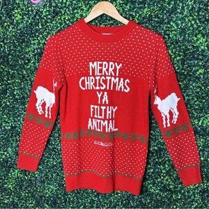 Merry Christmas Filthy Animal Home Alone Knit Sweater Sz S